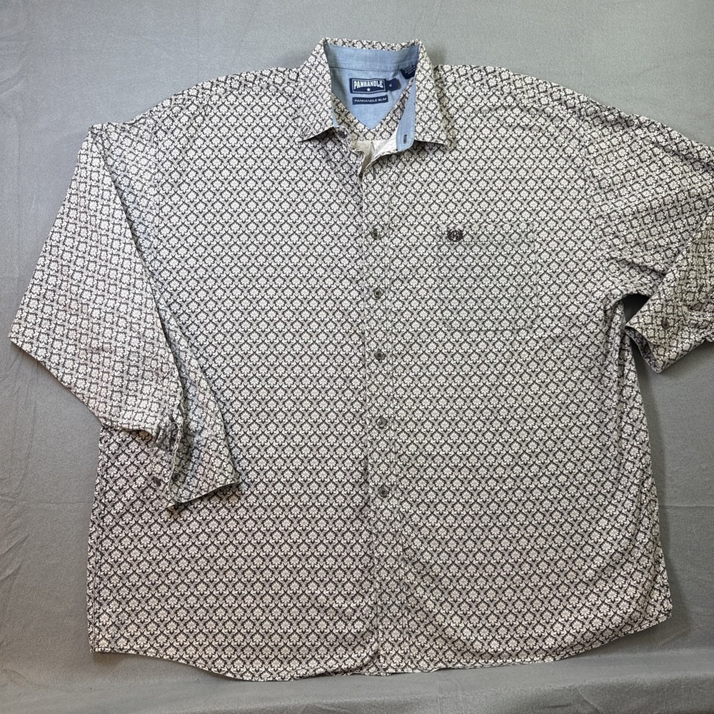 Panhandle Slim Dress Shirt XL Long Sleeve Button Down Print Shirt